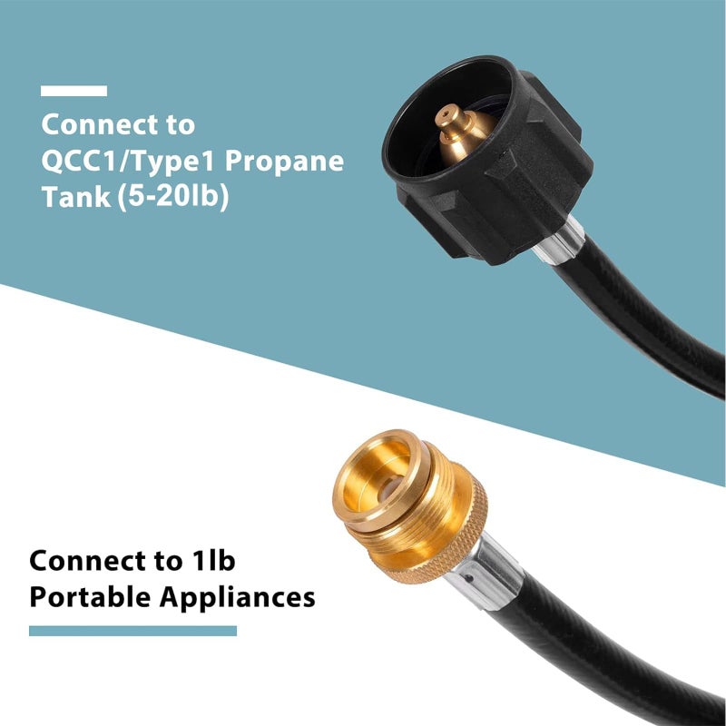 SHINESTAR 6 FT Propane Hose Adapter - Compatible with Buddy Heaters, Coleman Camping Stove, Weber Q Grill, Lanterns and More - Connect 1 lb Portable Appliances to 20 lb Tanks - Image 2